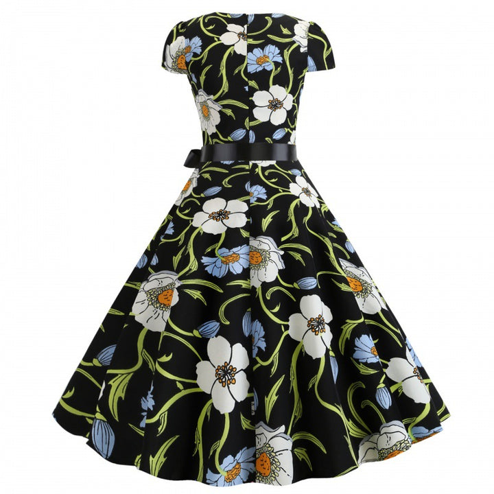 Robe swing pour femmes avec motif floral et taille élégante Levoire
