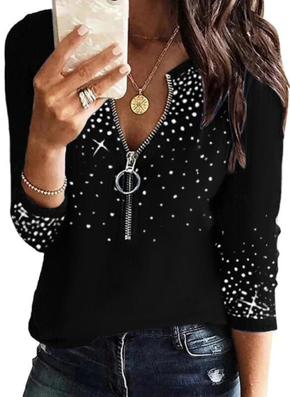 Levoire | Rennokas imprimé à manches longues T-shirt zippé 8