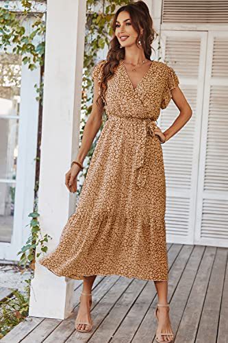 Robe maxi pour femmes avec décolleté en V profond et jupe évasée Levoire