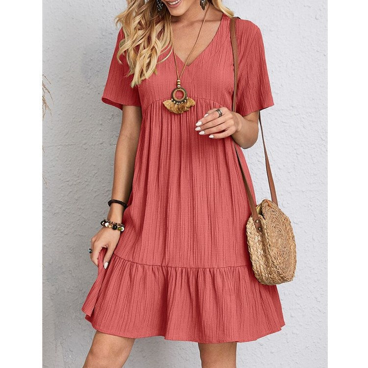 Robe en viscose décontractée pour femmes avec des fronces et un ourlet large Levoire