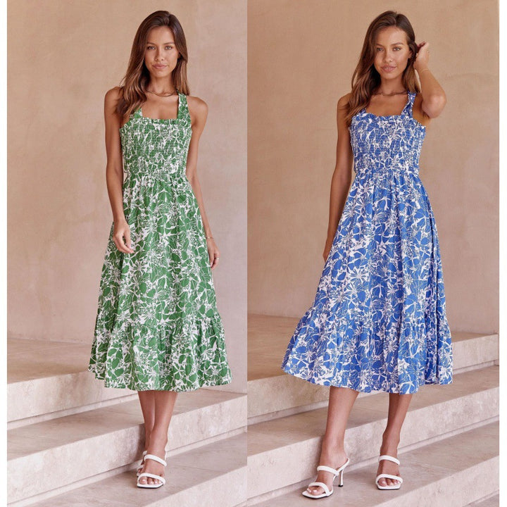 Robe maxi pour femmes avec un design floral romantique et un cordon de taille élastique Levoire