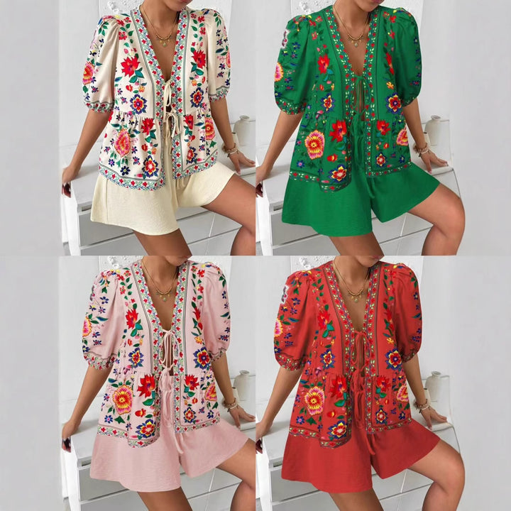 Chemisier femme avec motif floral coloré et coupe décontractée Levoire