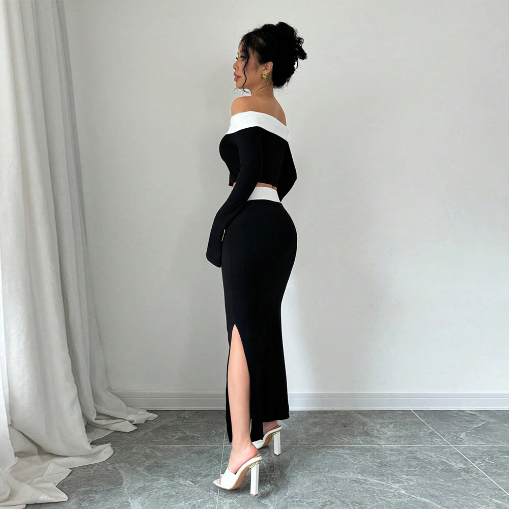 Ensemble de haut court et de jupe maxi pour femmes avec design décolleté Levoire