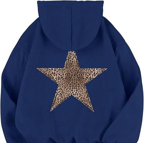 Haut à capuche pour femme avec grand motif étoile imprimé léopard Levoire