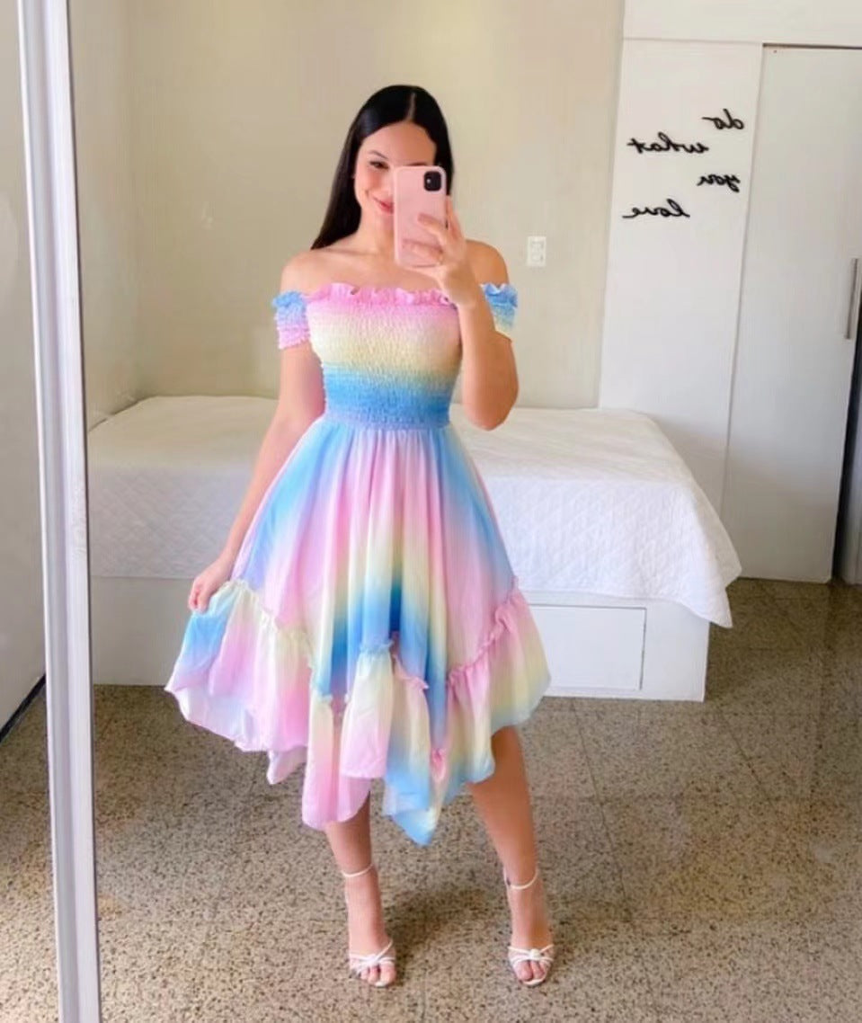 Levoire | Robe mi-longue sans manches élégante avec imprimé Couleur dégradée