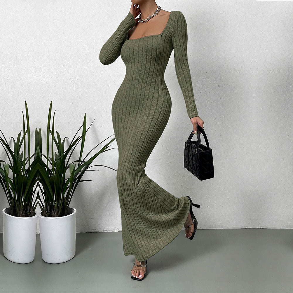 Robe maxi à manches longues pour femmes dans un design côtelé élégant Levoire