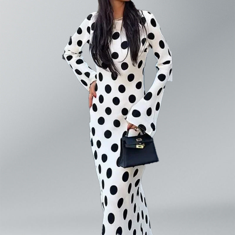 Robe maxi femme avec un motif à pois à la mode et des manches évasées Levoire