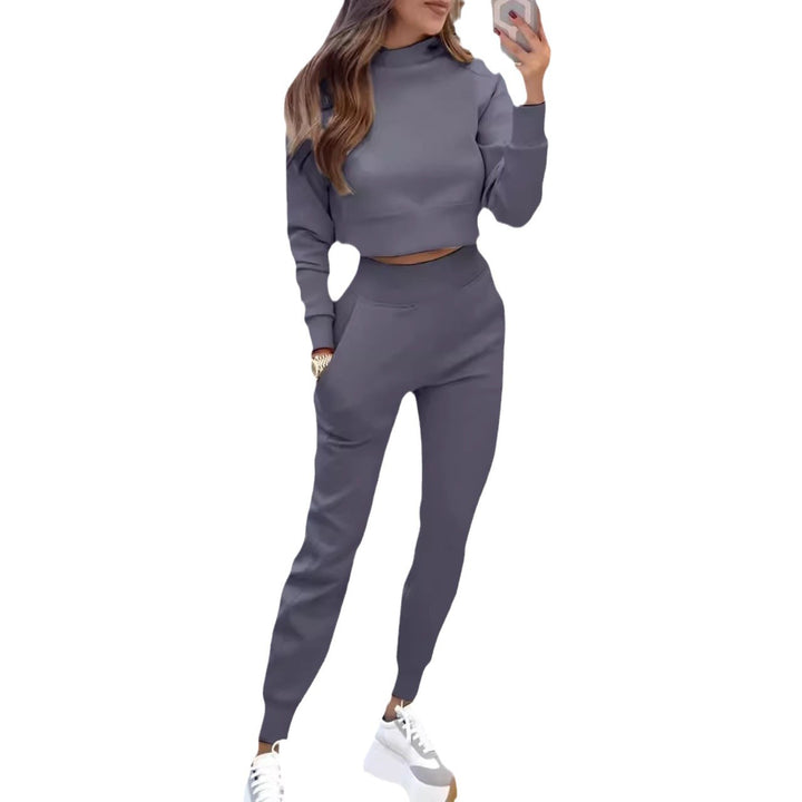 Ensemble de sweatpants pour femmes avec col haut et crop top à la mode Levoire