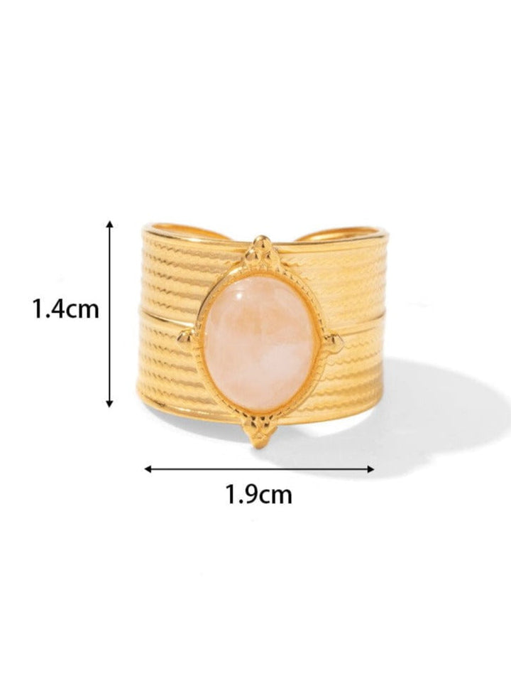 Levoire | Bague Ouverte Réglable Avec Pierre Ovale Recouverte D'Or Rosa