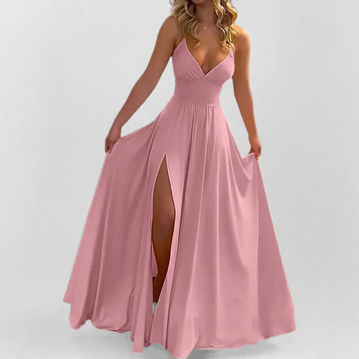 Robe maxi fluide pour femmes avec décolleté en V profond et fente haute Levoire