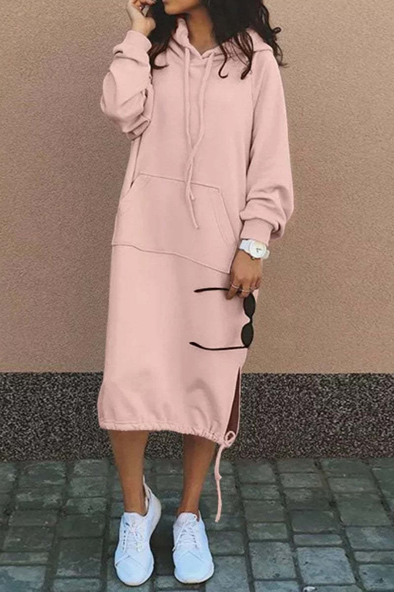 Robe sweat à capuche pour femmes avec poches latérales et ourlet réglable Levoire