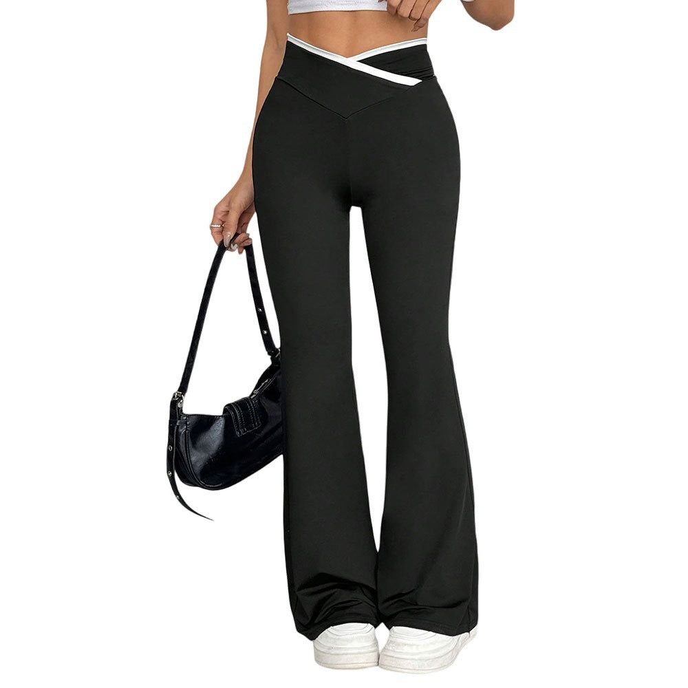Pantalons de yoga évasés pour femmes avec taille haute et détails de surpiqûres stylés Levoire