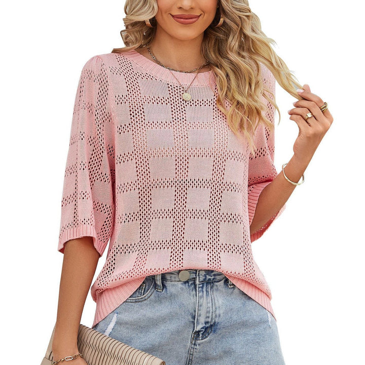 Levoire | Haut Chic Tricoté Avec Motif Carré Pour Femmes Rosa