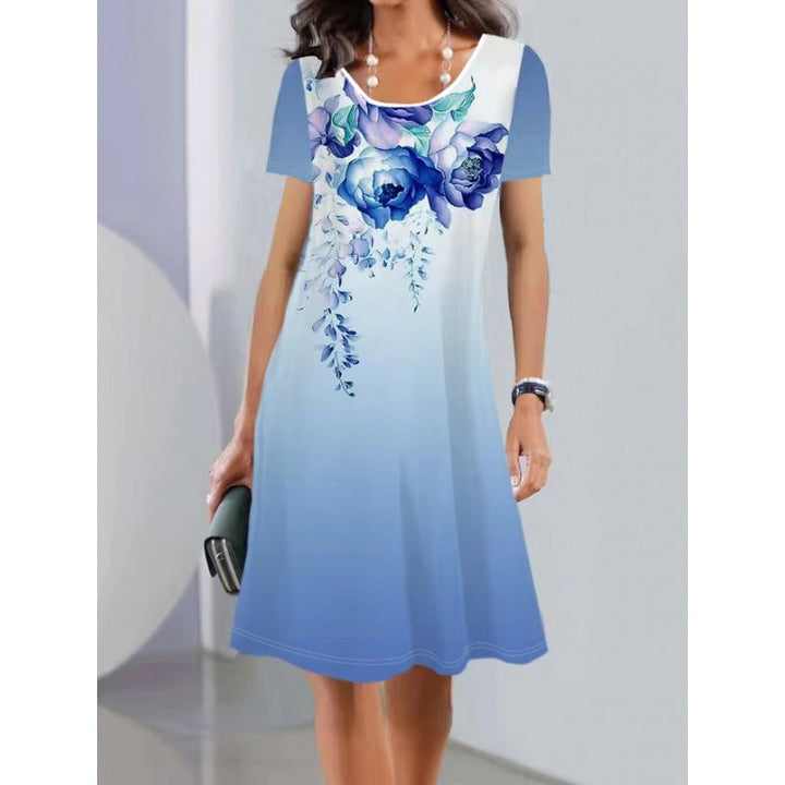 Levoire | Légères Impression Printemps-été Robe Midi à Manches Courtes Élément 6