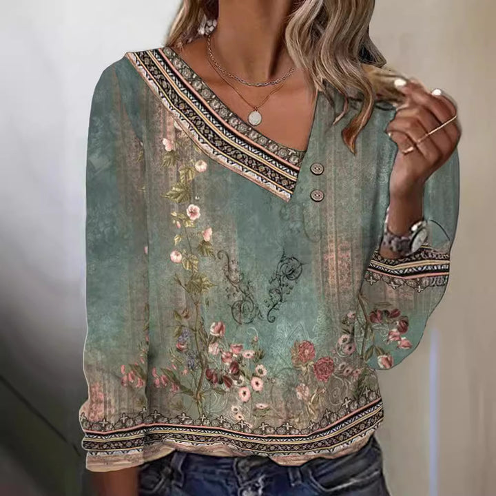 Blouse pour femme avec motif floral et col en V élégant Levoire
