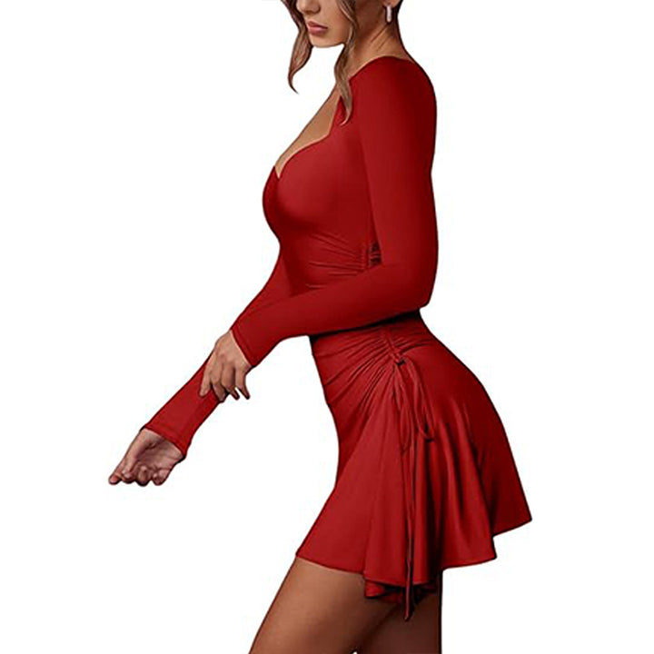 Robe mini ajustée pour femmes avec décolleté en V profond et fronces Levoire