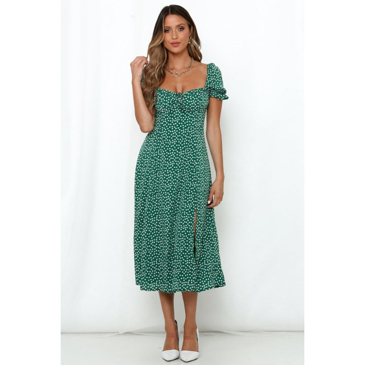 Robe midi femme avec fente latérale et motif floral romantique Levoire