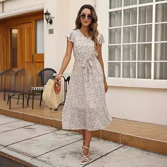 Robe midi femme avec design floral et ceinture Levoire