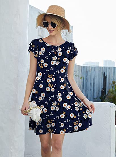 Robe d'été florale pour femmes avec détails envolés et jupe évasée Levoire