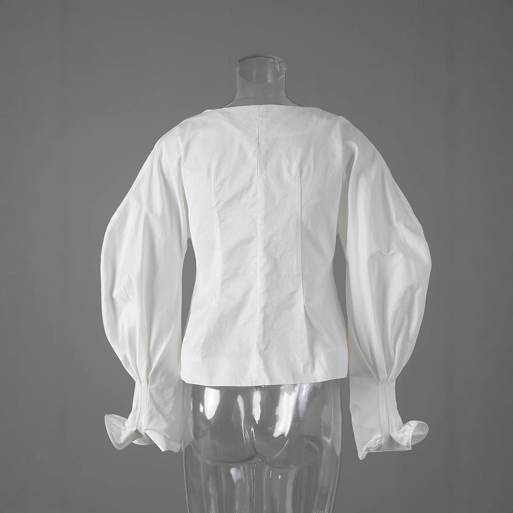 Levoire | Femme Élégante Blouse À Manches Longues Blanche Pour Femmes