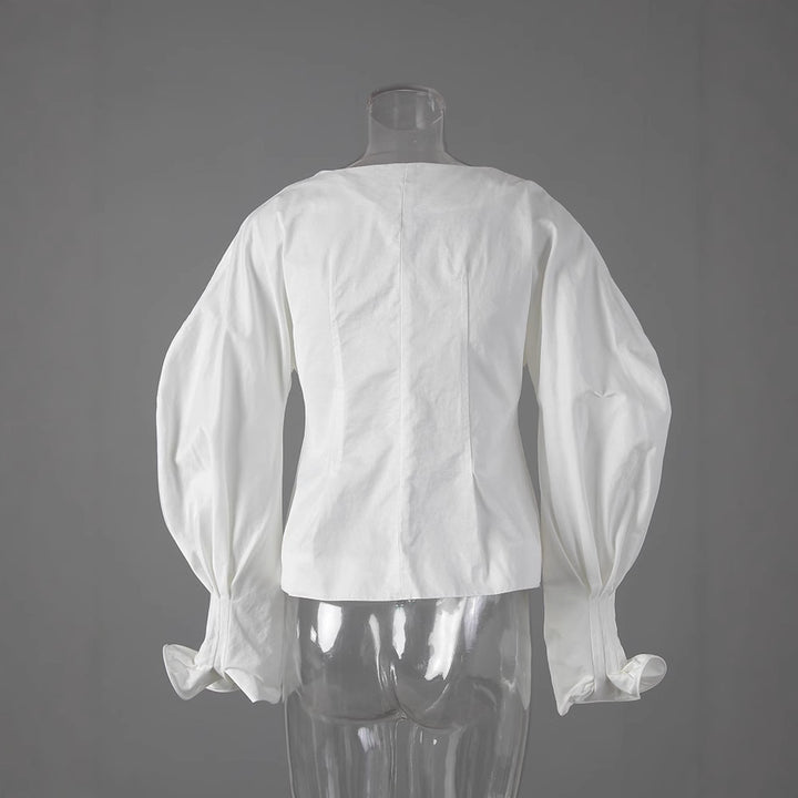 Levoire | Femme Élégante Blouse À Manches Longues Blanche Pour Femmes