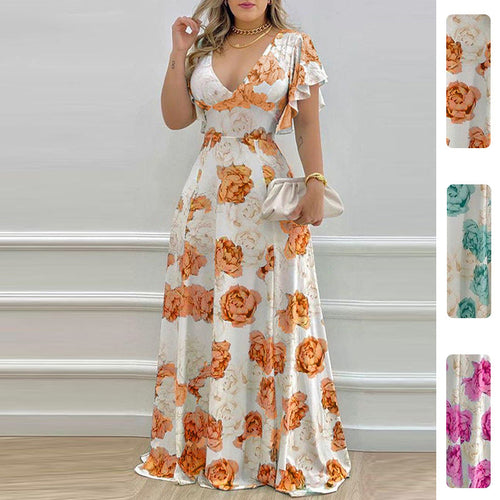 Robe maxi femme avec motif floral romantique Levoire