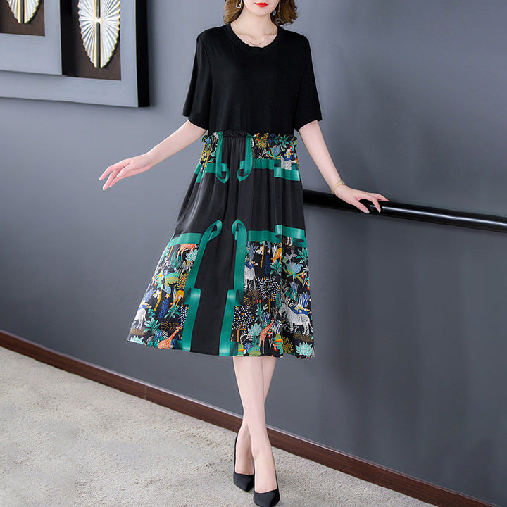 Levoire | Robe imprimée motif d'été combinée jupe longue 8365
