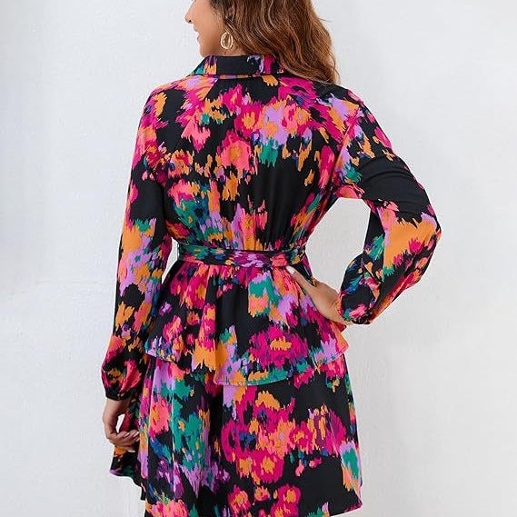 Robe blouse femme avec motif floral et ceinture à nouer Levoire