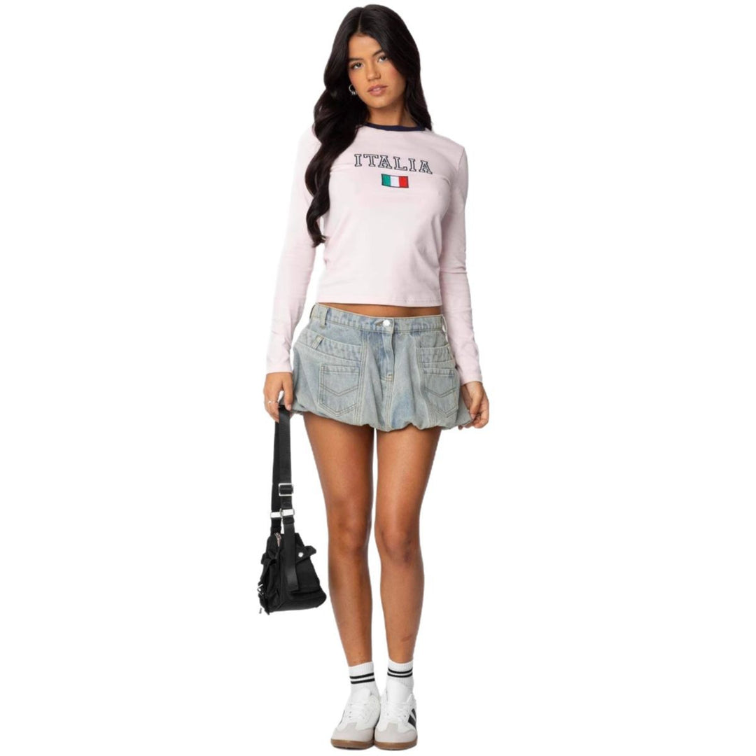 Chemise à manches longues pour femmes avec inscription italienne et design moderne Levoire