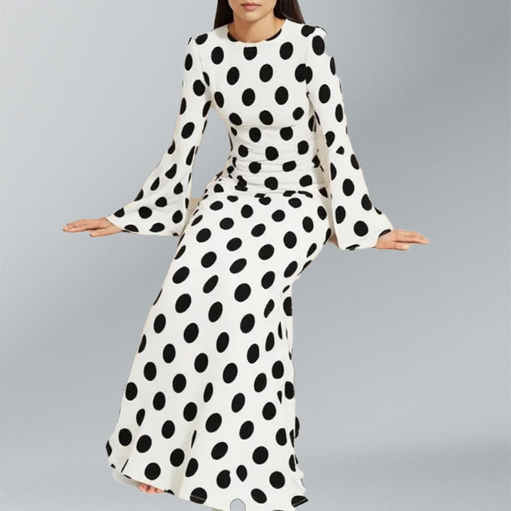 Robe maxi femme avec un motif à pois à la mode et des manches évasées Levoire