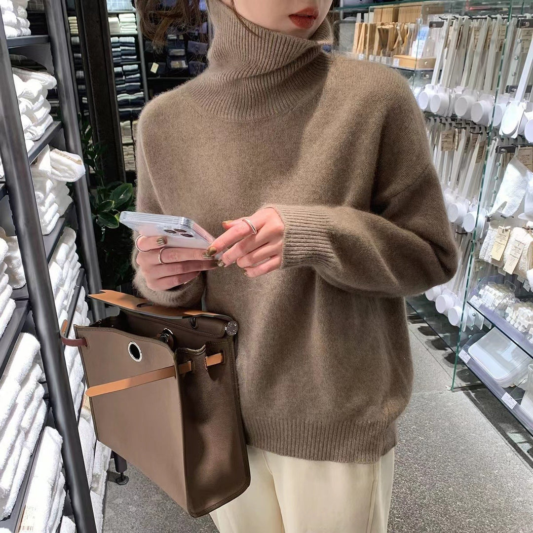 Pull à col roulé confortable pour femme en fine laine Levoire