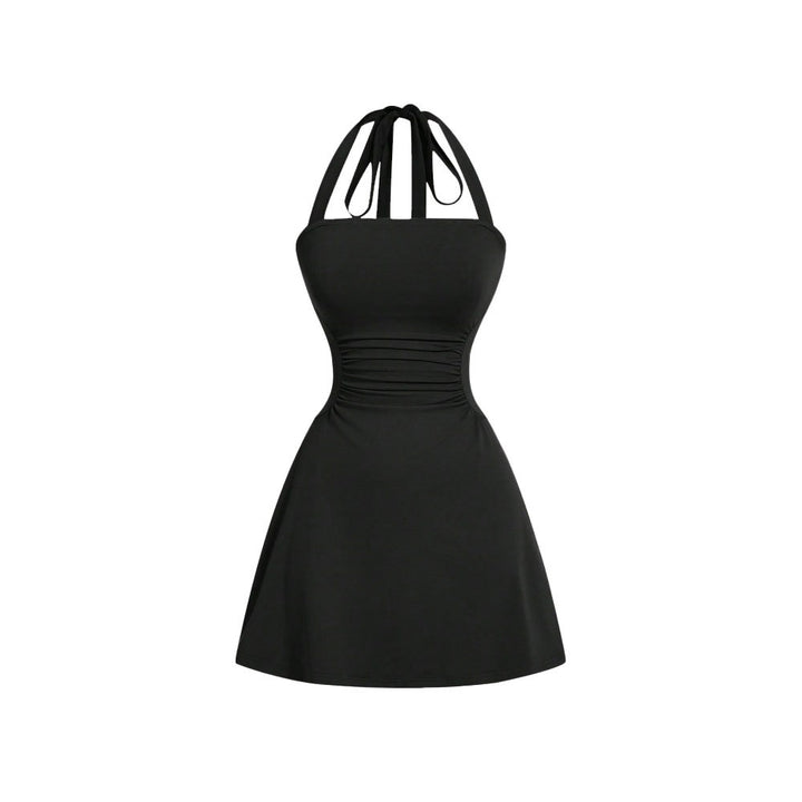 Robe halter pour femmes avec drapé flatteur pour la silhouette et design de laçage arrière élégant Levoire