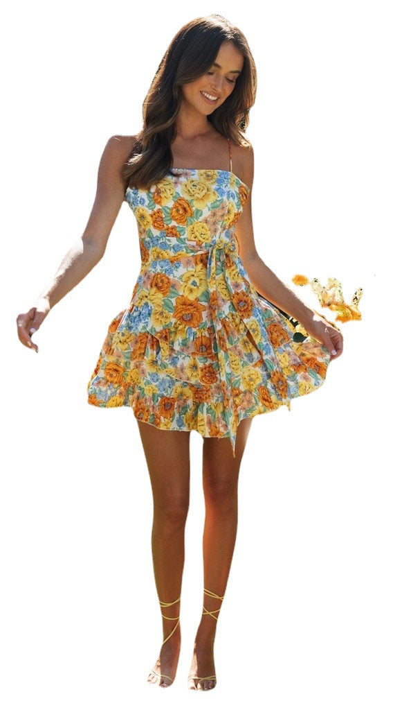 Robe mini femme avec jupe fluide et motif floral ludique Levoire