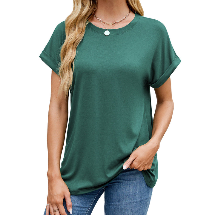 Levoire | Essentiel Uni Ronde Décontractée T-shirt Vert foncé