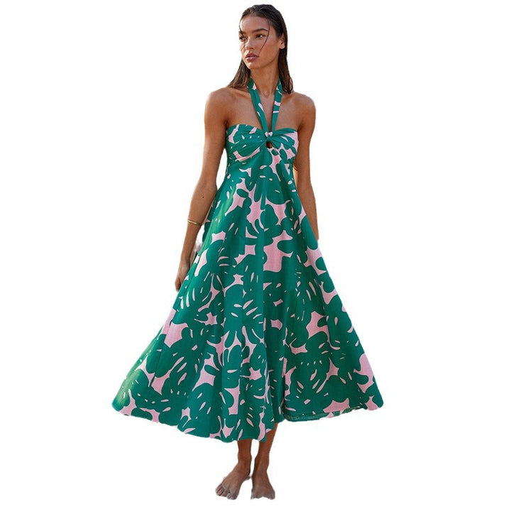 Robe maxi femme avec encolure extensible sans bretelles et imprimé floral Levoire