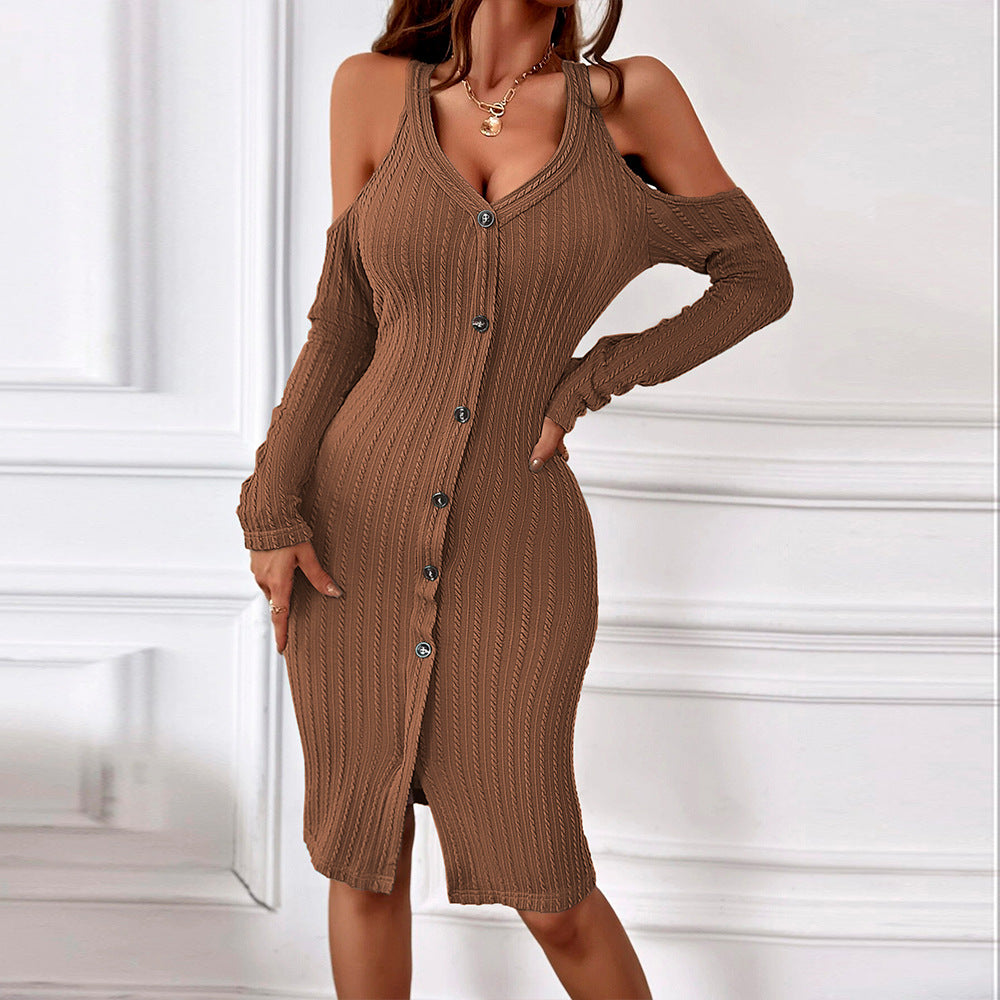 Levoire | Robe en tricot Robe Bodycon Mini-jupe Couleur camel