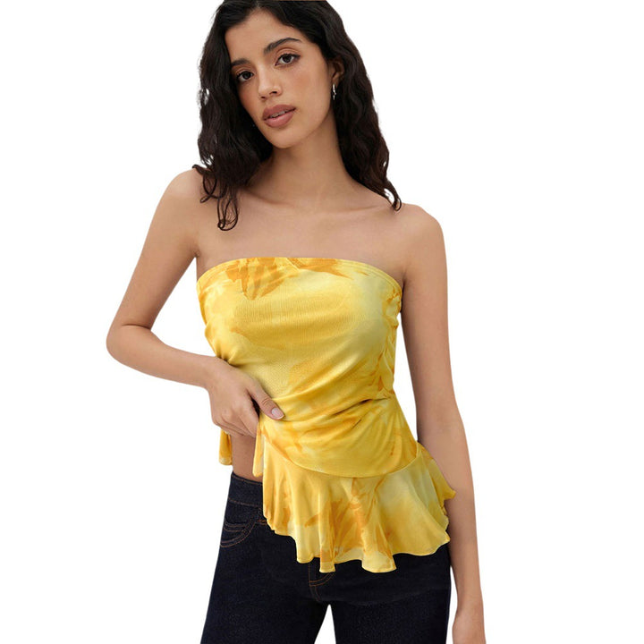 Haut bandeau pour femmes avec des volants fluides et des détails froncés Levoire