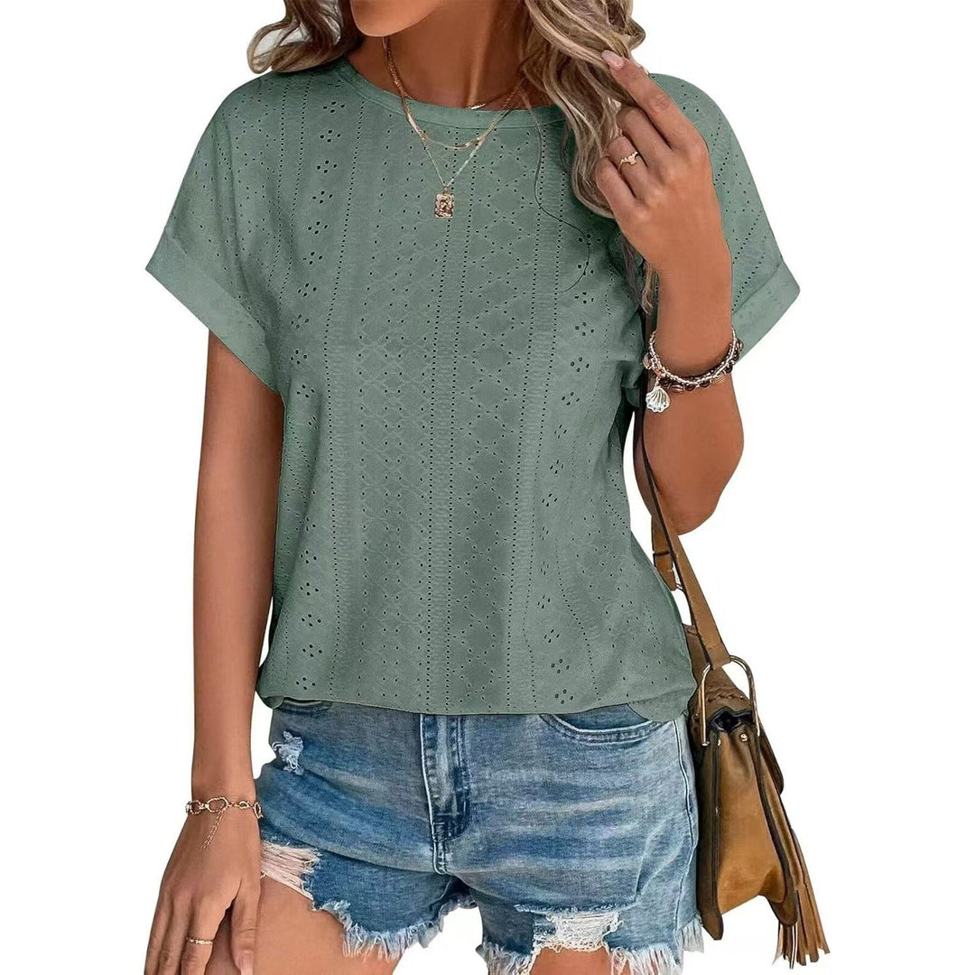 Levoire | T-shirt décontracté à col rond à manches courtes Vert foncé