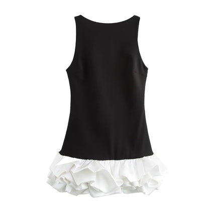 Levoire | Mini robe à volants mignonne Noir et blanc