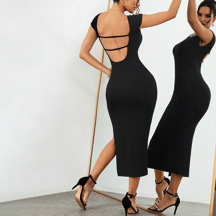 Robe midi pour femme avec fente latérale et section arrière élégante Levoire