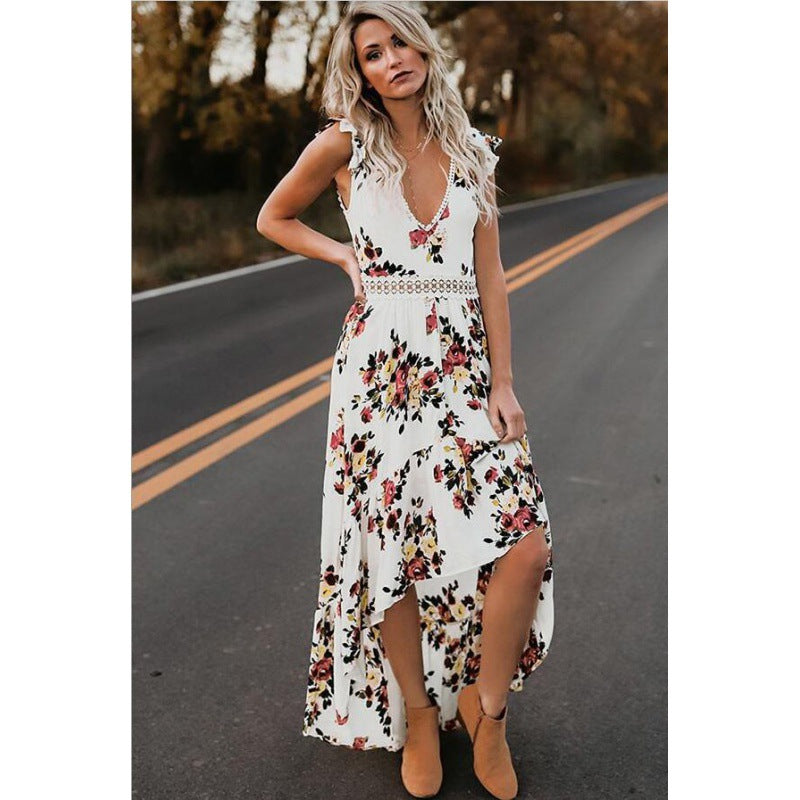 Robe maxi femme avec accents floraux et taille élastique Levoire