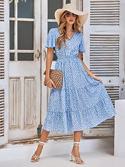 Robe maxi femme avec silhouette A-line décontractée et détails volantés Levoire
