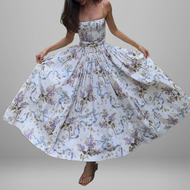 Robe maxi femme avec motifs floraux et haut froncé Levoire