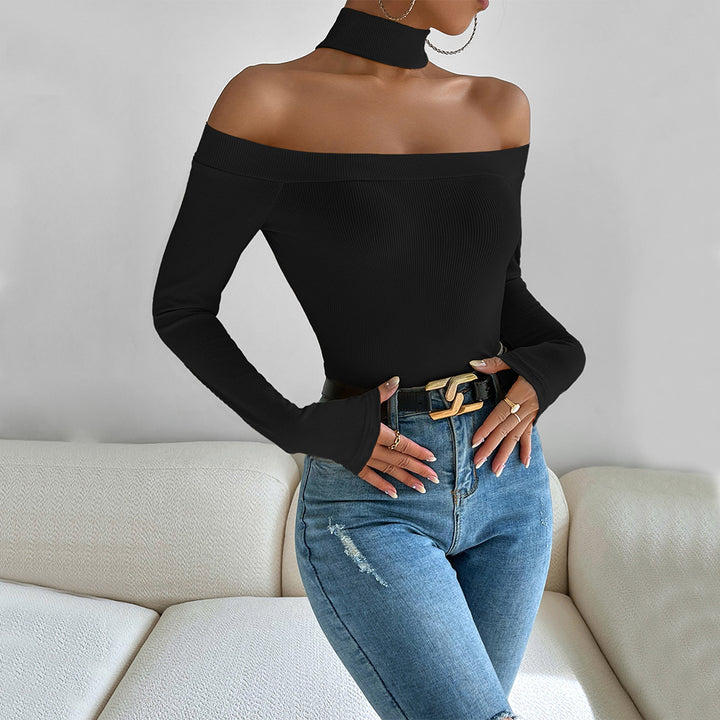 T-shirt à manches longues décolleté avec design élégant en nœud pour femmes Levoire