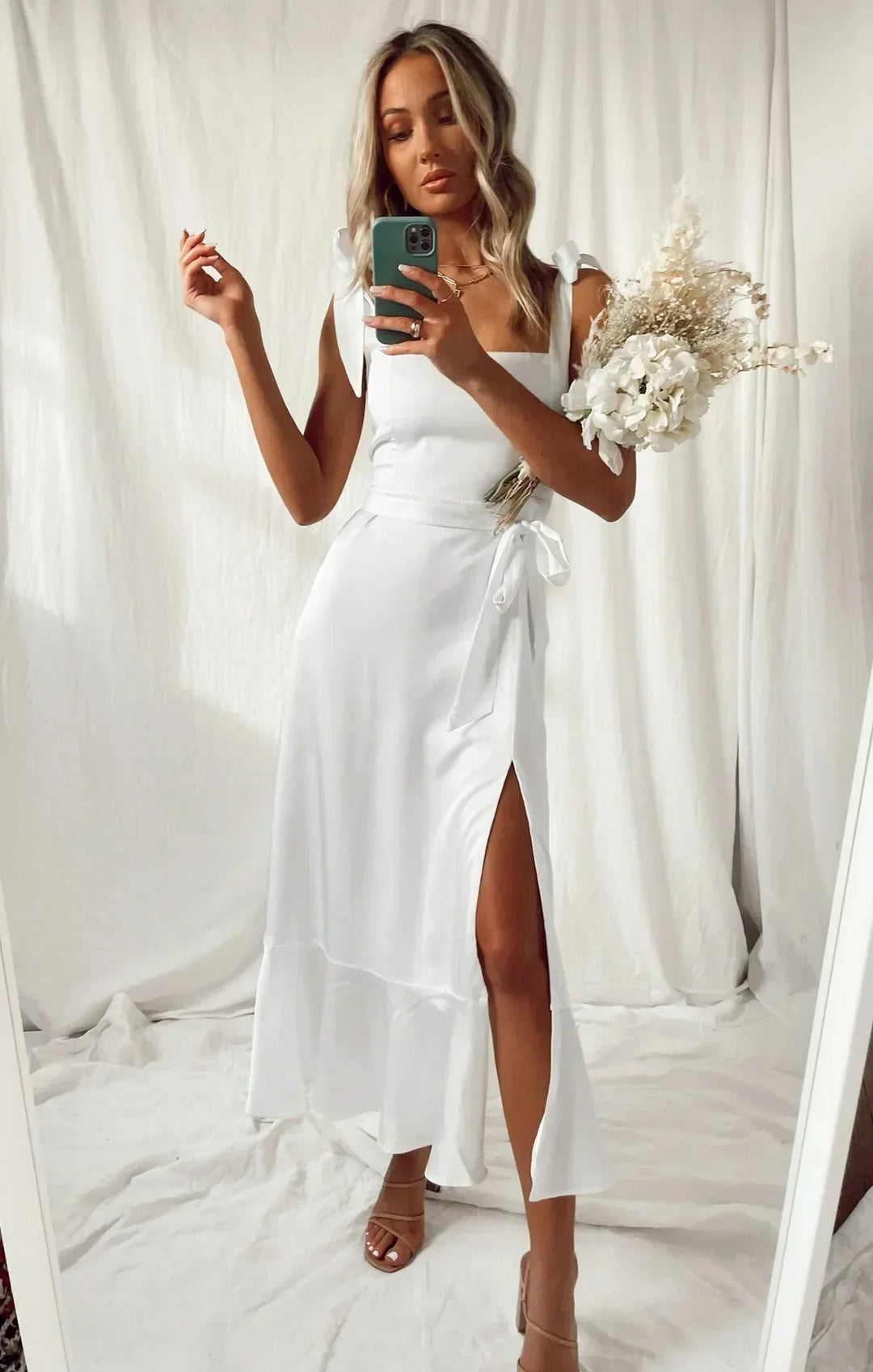 Levoire | Robe D'Été Élégante Imprimée Sans Manches Vêtement De Loisirs Blanc