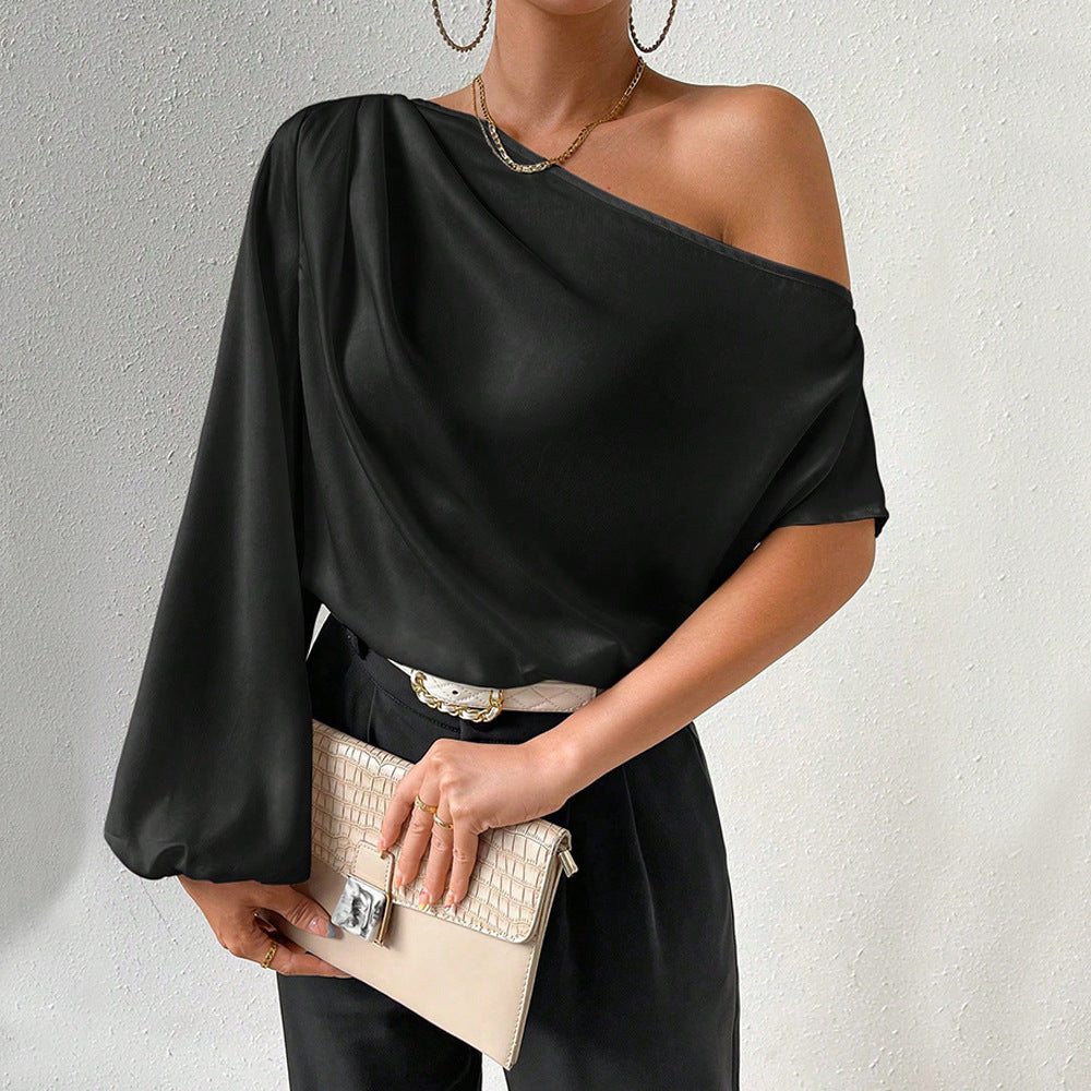 Top asymétrique pour femmes avec des manches bouffantes élégantes Levoire