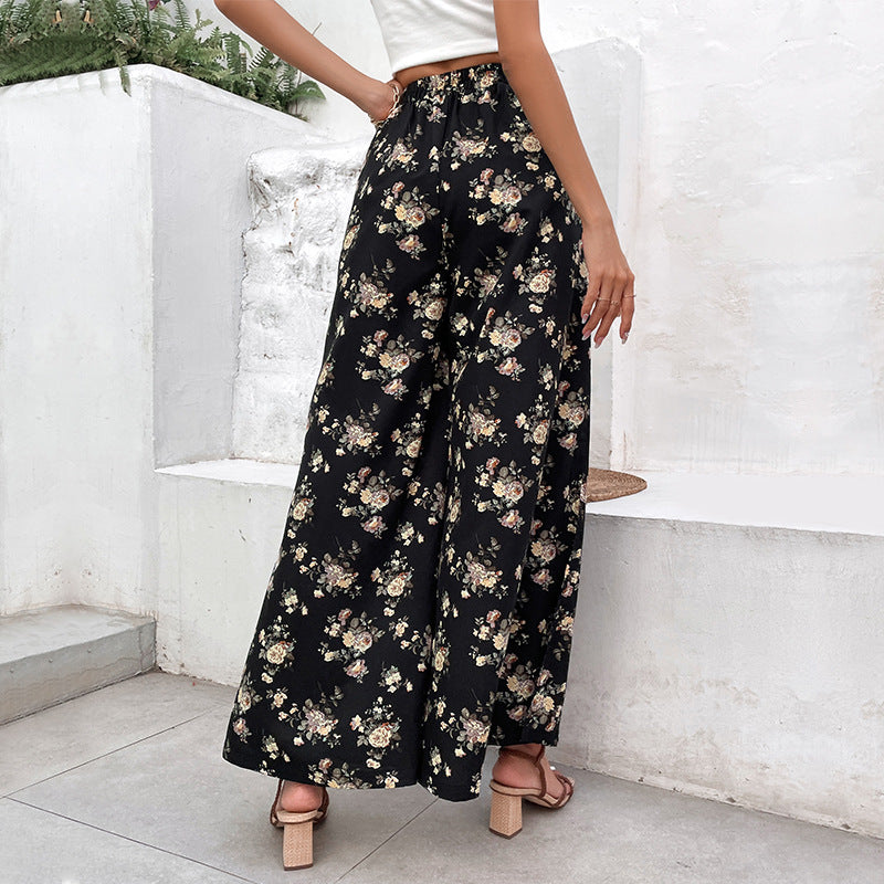 Pantalons Palazzo pour femmes avec motif floral et fentes latérales Levoire