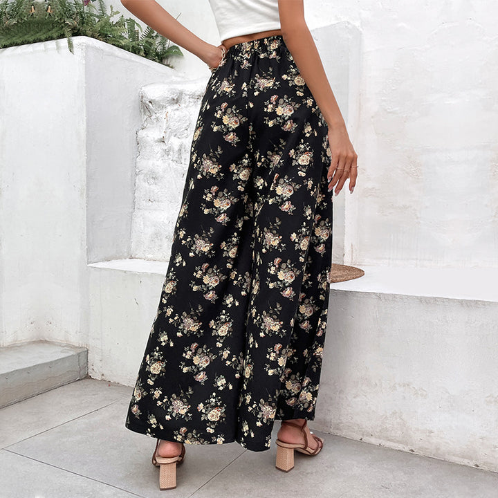Pantalons Palazzo pour femmes avec motif floral et fentes latérales Levoire