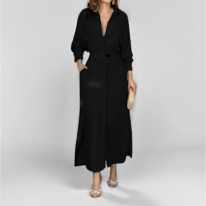 Robe maxi femme avec un élégant décolleté en V et ceinture Levoire