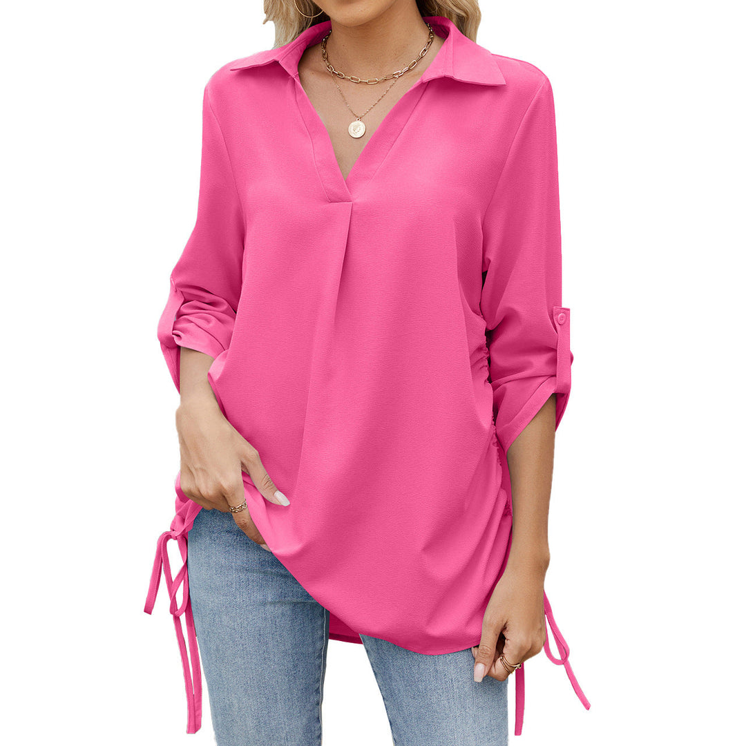 Levoire | Chemise légère à bretelles avec un chiffon décontracté à demi-manches Fuchsia